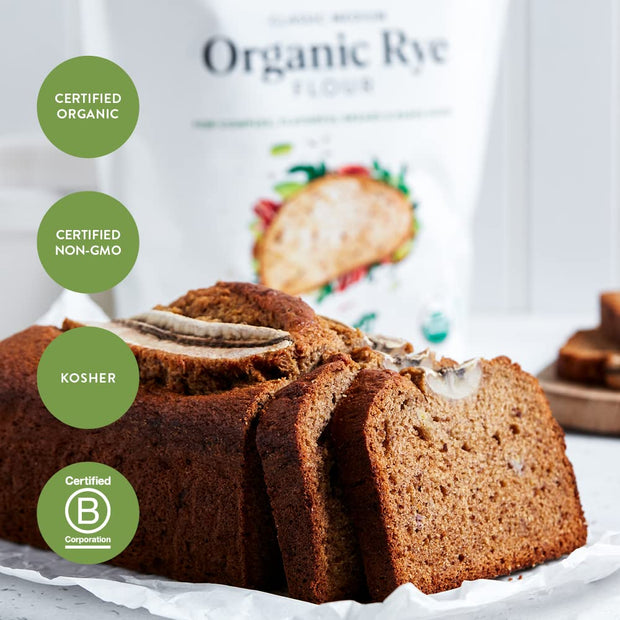King Arthur Baking Organic Medium Rye Flour - 3 lbs for Complex Flavorful Breads & Baked Goods - 100% US Grown & Milled - Non-GMO Project Verified - Robust Flavor for Rye Bread, Cookies & More