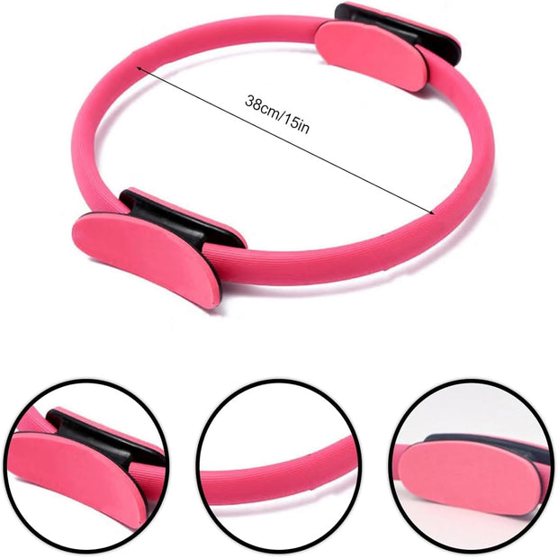 Pilates Ring Fitness Trainer, Pilates Ring Magic with Double Padded Handles, Pilates Ring Fitness Circle 14.96" Yoga Rings Magic Circle for Toning Arms