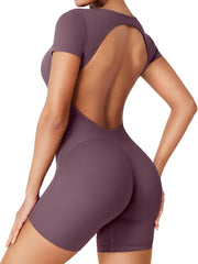 YEOREO One Piece Workout Jumpsuits Rompers For Women Xylia U Neck Sexy Backless Bodysuit Hidden Scrunch Butt Jumpsuit