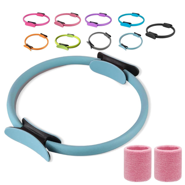 Pilates Ring Fitness Trainer, Pilates Ring Magic with Double Padded Handles, Pilates Ring Fitness Circle 14.96" Yoga Rings Magic Circle for Toning Arms
