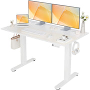 Seang Electric Standing Desk Adjustable Height, 40 x 24 Inch Sit Stand Desk with T-Shaped Frame, 3 Memory Presets & Cable Management for Home Office Computer Workstation, Black Frame/Black Top