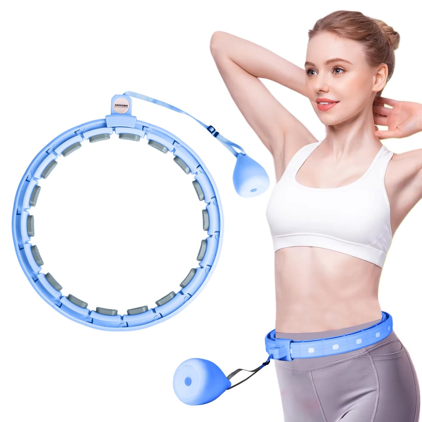 Smart Silent Weighted Hula Circle for Adults - Adjustable 30-50 Inch Exercise Hoop for Women's Weight Loss & Workout - Detachable Fitness Ring with Massage Balls, Belly Fat Burner Equipment