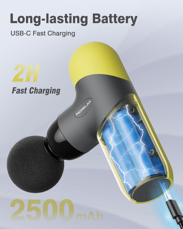 Mini Massage Gun, Percussion Muscle Massager for Back Pain Relief, Compact Sports Travel Massage Gun with 6 Massage Heads 4 Speeds, Gift for Her, Home, Athletes