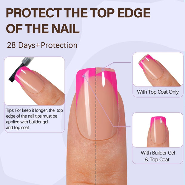 Misssix XBASICTIPS French Tip Press On Nails, 150 Pcs Short Square French Gel Nail Tips, Soft Gel Pre-shaped No File Need Fake Nails for Nail Art DIY Extension Designs, 15 Sizes