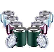 MEWAY 12oz Coffee Mug With Handle and Sliding Lid,Stainless Steel Travel Tumbler Cup with Handle,Double Wall Vacuum Insulated Camping Cup for Hot & Cold Drinks Tea (Purple,Set of 1)