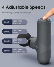 Mini Massage Gun, Percussion Muscle Massager for Back Pain Relief, Compact Sports Travel Massage Gun with 6 Massage Heads 4 Speeds, Gift for Her, Home, Athletes