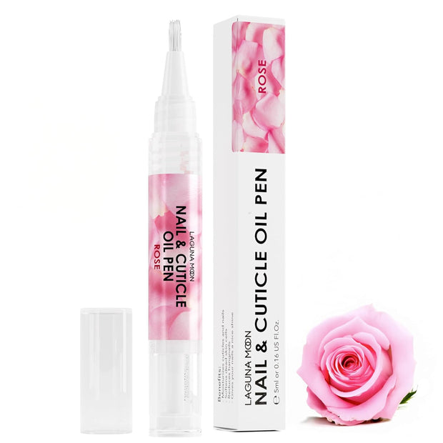 Lagunamoon Cuticle Oil Pen for Nail Nail Oil for Nail Care & Nail Growth - Nourish, Soothe & Moisturize Damaged Nails - Rose, 5 ml