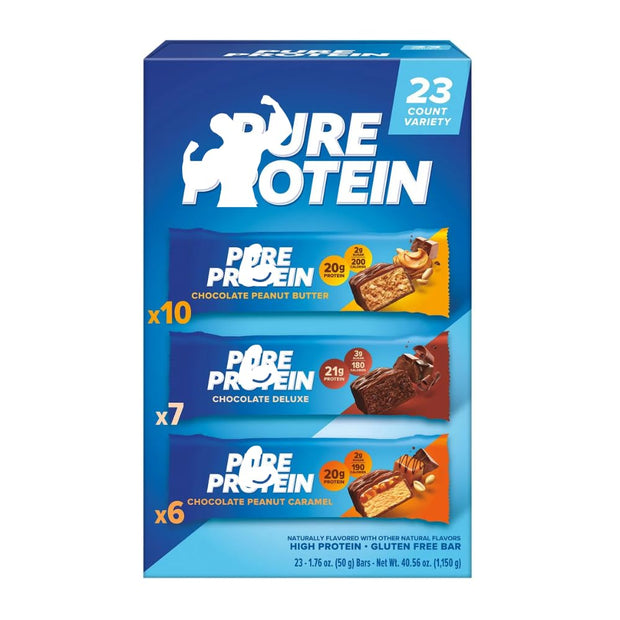 Pure Protein Bars, Variety Pack, 1.76 oz, 23-count