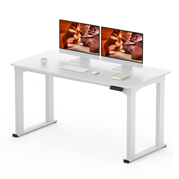 4 Legs Standing Desk, Large 79x31 Inches Electric Adjustable Height Desk with Splice Board, Stand Up Desk Home Office Computer Workstation, Black