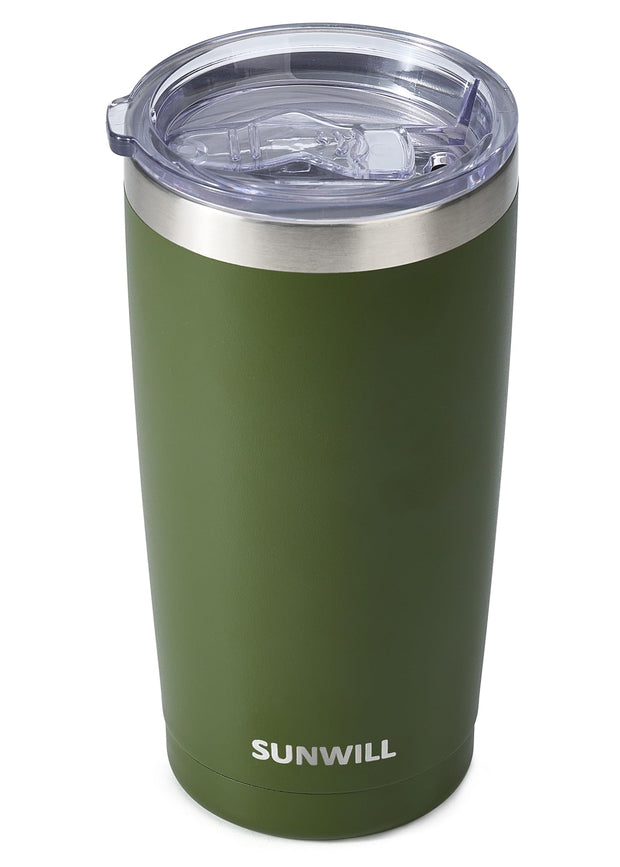 SUNWILL Travel Coffee Tumbler 20 oz, Insulated Mug with Lid, Stainless Steel Cup for Outdoor, Powder Coated Navy