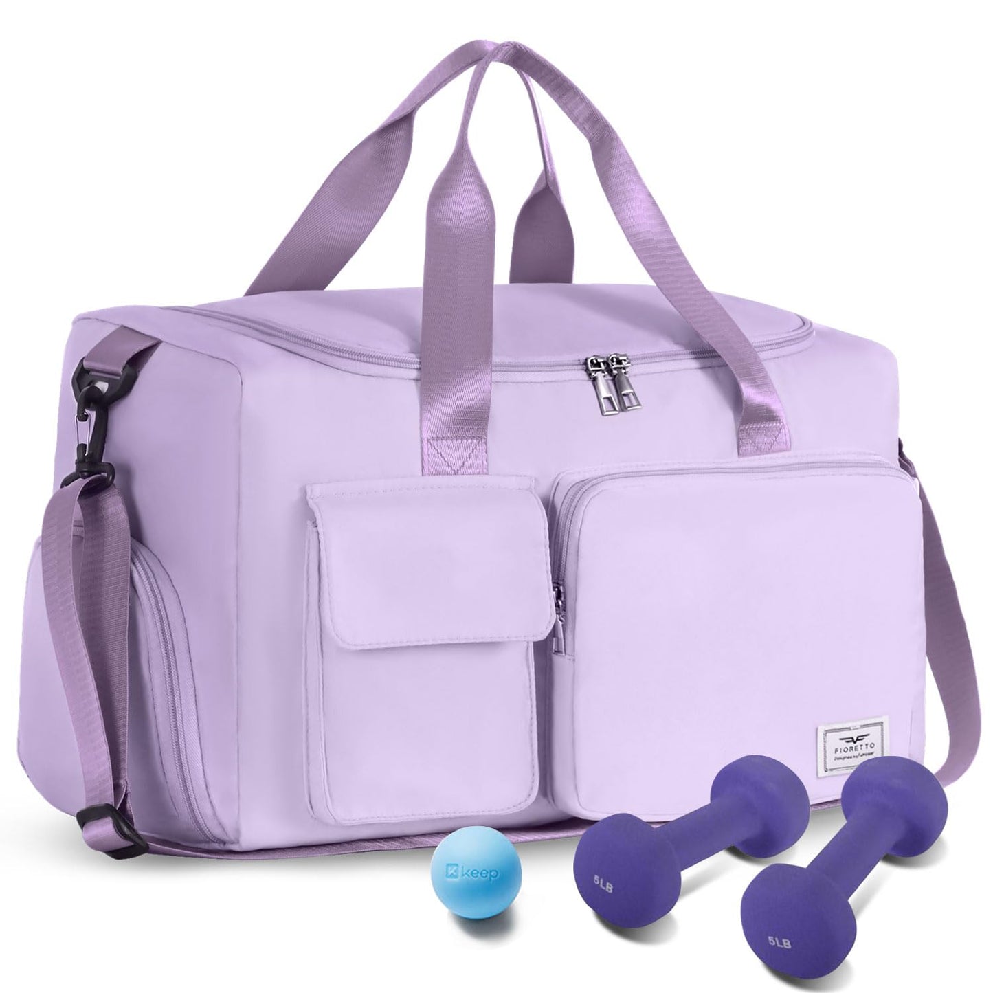 FIORETTO Women's Gym Duffle Bag with Shoes Compartment, 37L Capacity, Ideal for Travel, Gym, Sports, Duffel, Weekender