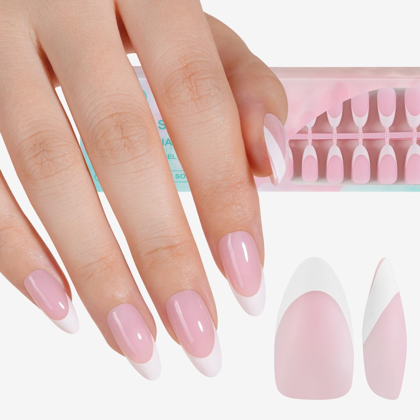Misssix Deep French Gel Nail Tips, 150Pcs French Tip Press on Nails Long Square Brown, No Need to File 3 in 1 Tips Pre-lasting, Fake Nails for Nail Art DIY 15 Sizes