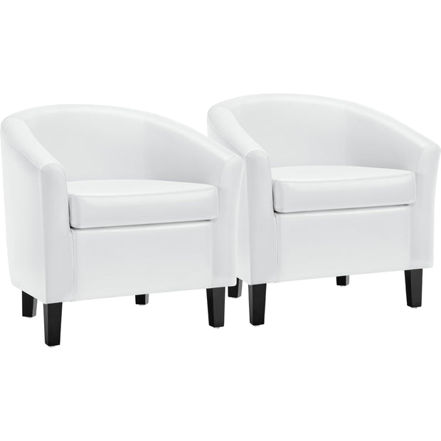 Yaheetech Barrel Chairs Set of 2, Faux Leather Club Armchairs, PU Leather Accent Chairs with Soft Padded Seat for Living Room Bedroom Waiting Reading Room, Black