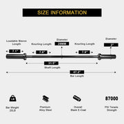 LIONSCOOL Premium 4ft/4.9ft/6ft Barbell for Strength Training and Olympic Weightlifting, 2 Inch Bar for Squats, Curls, Deadlifts, Presses, Hip Thrusts, 350lbs/500lbs/700lbs Weight Capacity