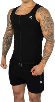 Kewlioo Men's Heat Trapping Zipper Sweat Enhancing Vest - Sauna Suit Shirt Compression Vest Shapewear Top for Gym Exercise