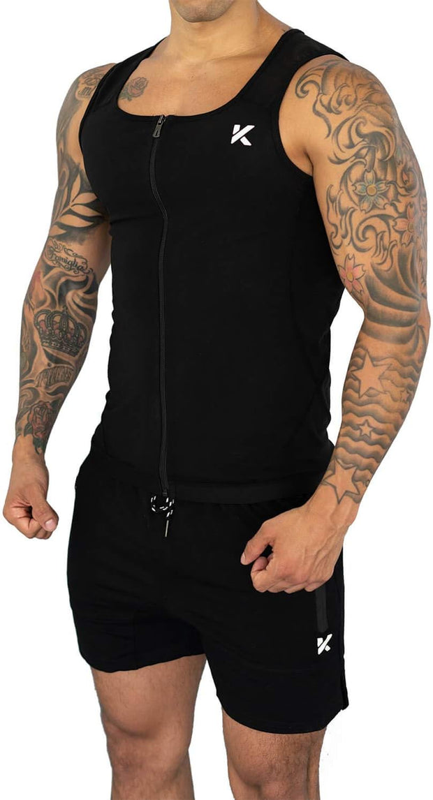 Kewlioo Men's Heat Trapping Zipper Sweat Enhancing Vest - Sauna Suit Shirt Compression Vest Shapewear Top for Gym Exercise