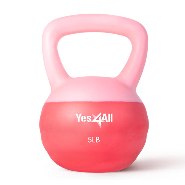 Yes4All Soft Kettlebell, PVC Kettlebells Exercise Weights & Color-Coded Strength Training Kettlebells with 4 Options (5,10,15,20lb), Gentle Hand Weights for Women at Home