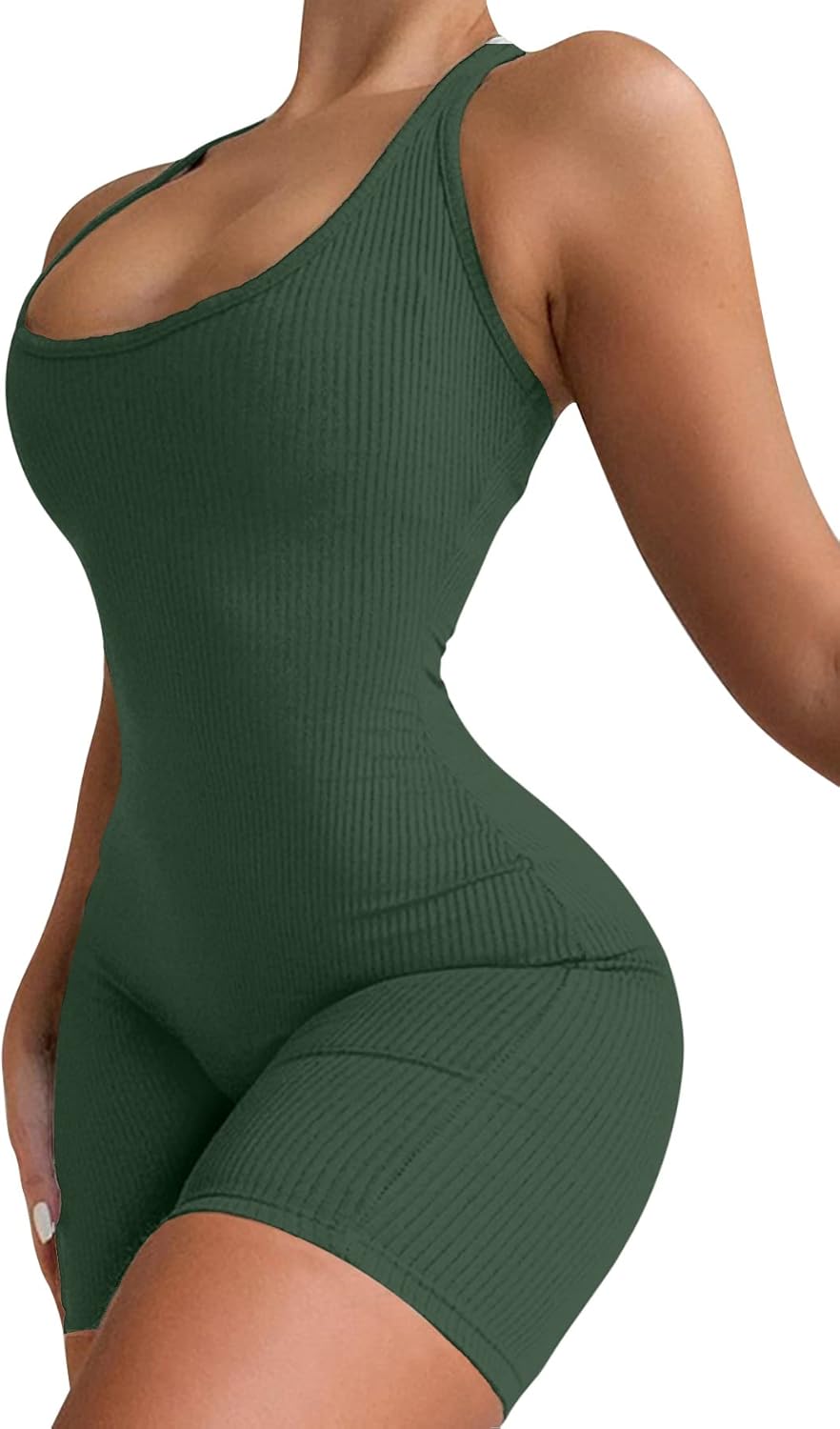 VUTRU Womens Sexy One Piece Tank Top Sleeveless Backless Bodycon Shorts Jumpsuits Bodysuit Catsuit Ribbed Sports Romper