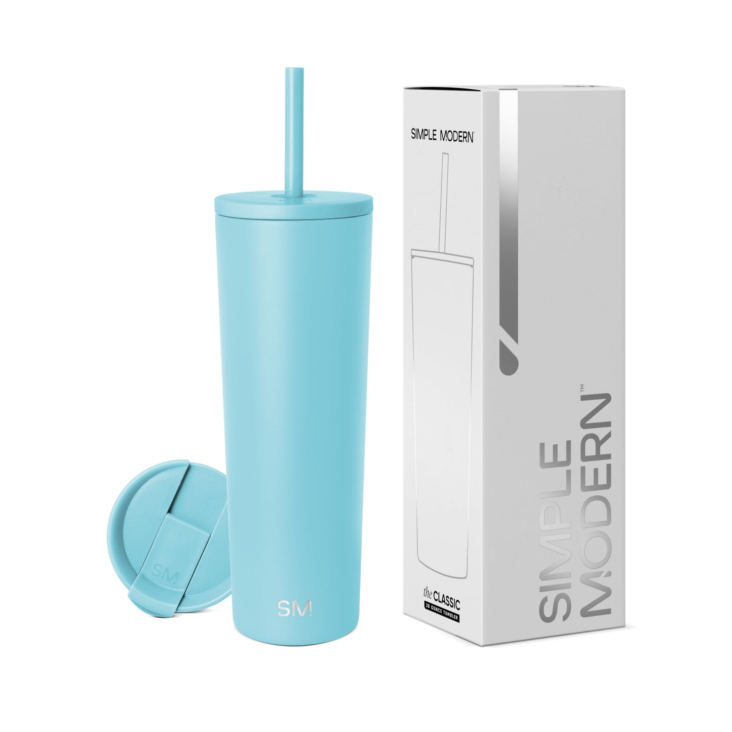 Simple Modern Insulated Tumbler with Lid and Straw | Iced Coffee Cup Reusable Stainless Steel Water Bottle Travel Mug | Gifts for Women Men Her Him | Classic Collection | 24oz | Midnight Black
