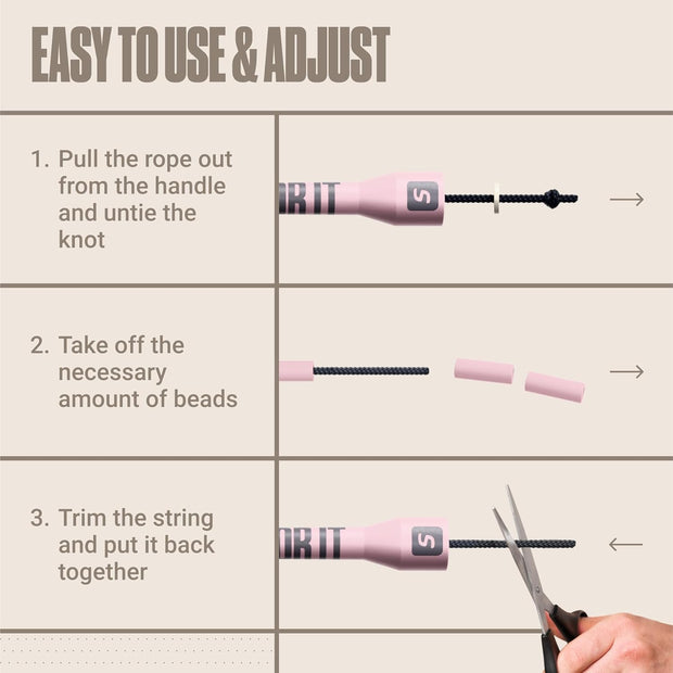 Sportbit Elite Beaded Jump Rope - Adjustable Speed Rope for Fitness, CrossFit, Boxing - Tangle-Free, Lightweight