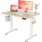 YDN Electric Standing Desk Adjustable Height, 40 x 24 Inches Stand up Desk with Cable Management, Home Office Desks with Splice Board & White Frame, White Top