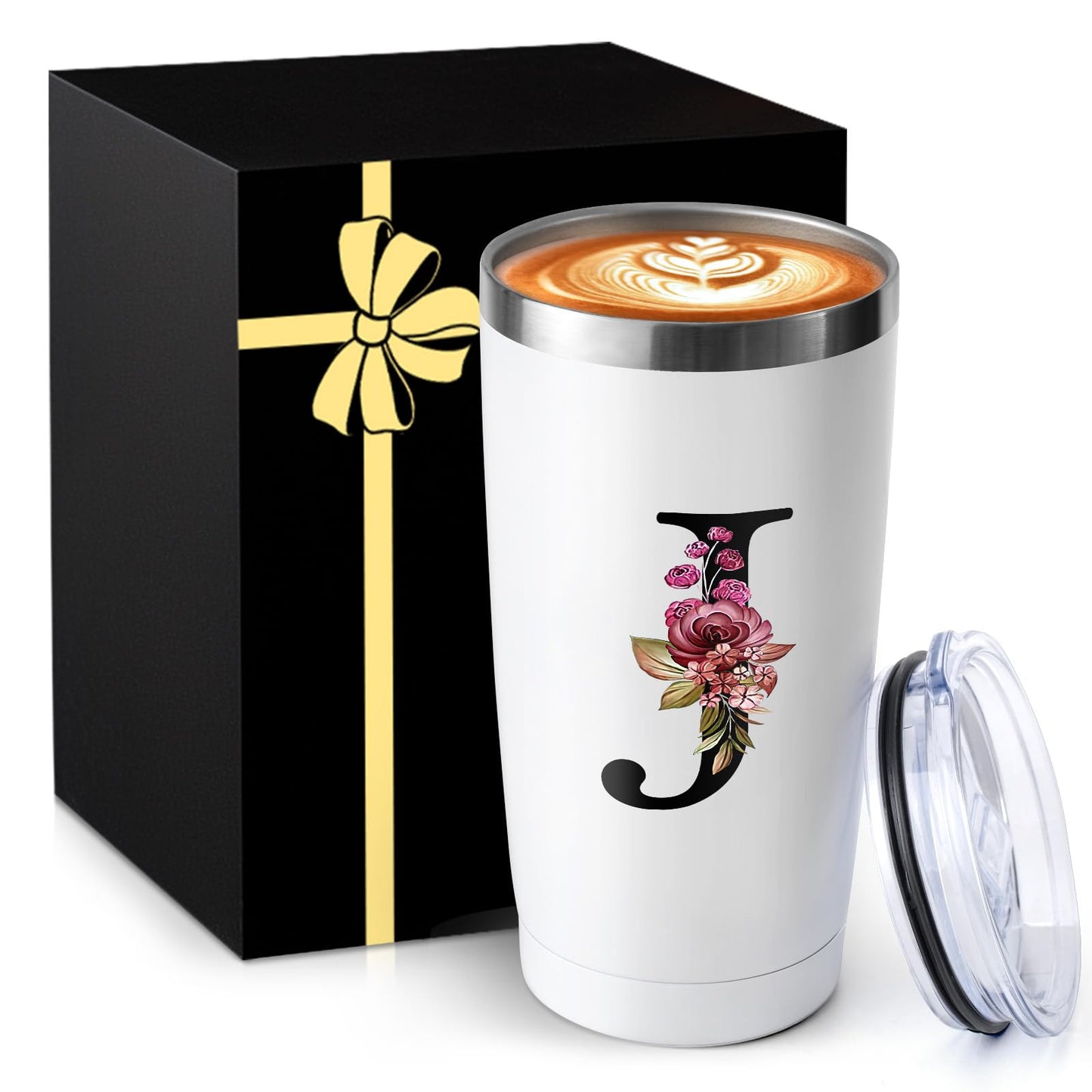 20 Oz Insulated Coffee Cup with Lid Car Tumbler Travel Mug Women Wife Husband Happy Birthday Wedding Romantic Gift Best Cool Day Personalized Unique Special Cute Custom Christmas Xmas Valentines Ideal