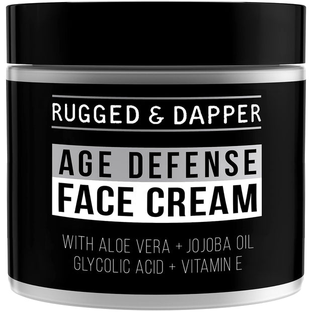 RUGGED & DAPPER - Age Defense Face Moisturizer for Men | 4oz | Hydrating Mens Face Lotion | Unscented + Anti- Aging Formula for Clear Skin | Natural Ingredients | Made in USA