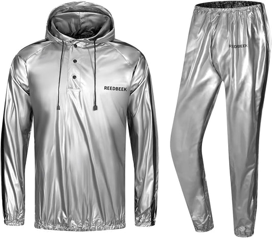 Heavy Duty Fitness Sweat Suit Heat Trapping Sauna Suit Gym Exercise Heat Shaper Button Jacket Pant