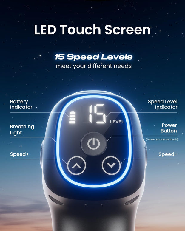 RENPHO Massage Gun Deep Tissue, Percussion Muscle Massage Gun for Athletes, Electric Handheld Massager Gun for Pain Relief Relax 6 Massage Head, 15 Speed (Black)