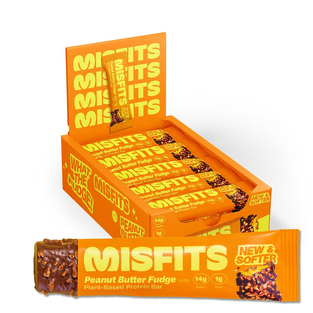 Misfits Vegan Protein Bars - Updated Gluten Free Recipe | Plant Based, Low Sugar & Carb, High Fiber Snacks | Variety Pack of 12 (4 Flavors)