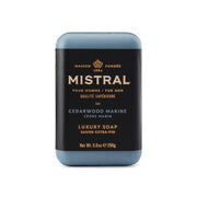 Mistral Cedarwood Marine Luxury Bar Soap for Men | Men’s Natural Soap Bar | Paraben, Phthalates Free | Moisturizing & Triple-Milled Natural Soap for Men - Made in France | Large, 8.8 oz