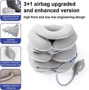 Neck Stretcher with Neck Brace,Cervical Traction Neck Device,Neck Relief Tool,Adjustable Inflatable Cervical Brace,Home Use Neck Decompression New Technology Breathable Fabric Washable&Colorfast(Gray)