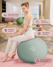 YOTTOY Anti-Burst Exercise Ball for Working Out, Yoga & Pregnancy, Extra Thick Workout Ball for Physical Therapy & Fitness