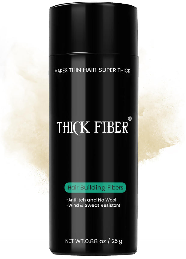 THICK FIBER Hair Fibers for Thinning Hair & Bald spots (BLACK) - 25g Bottle - Conceals Hair Loss in Seconds - Hair Powder for Women & Men