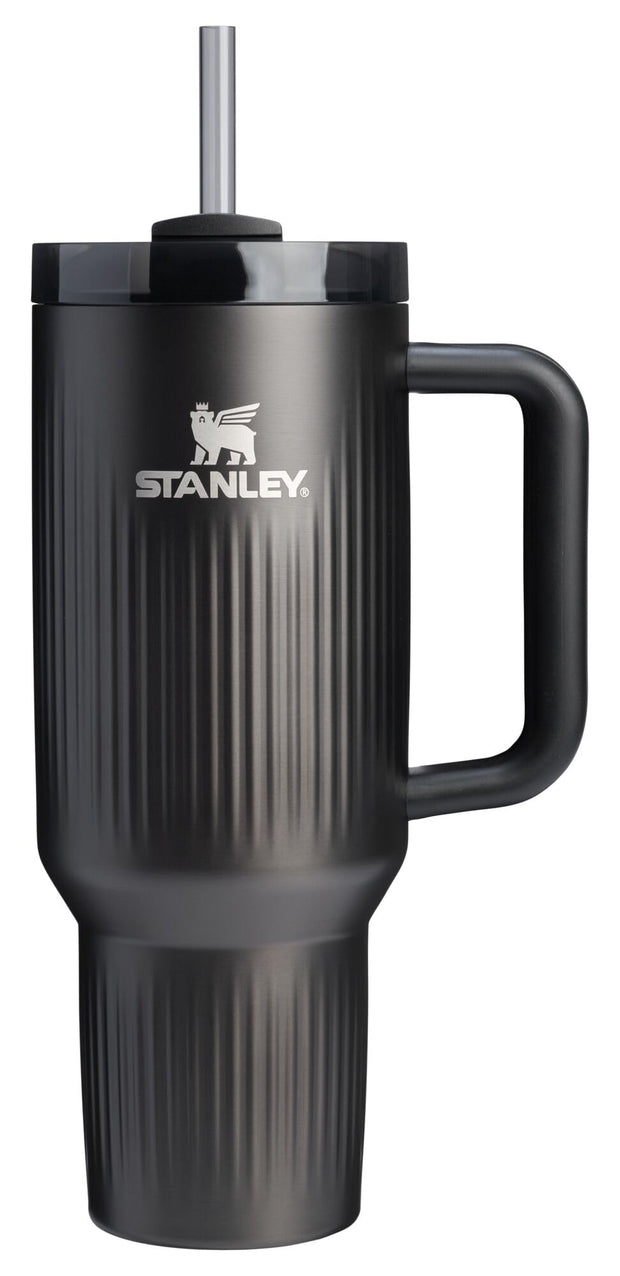 STANLEY Quencher H2.0 Tumbler with Handle and Straw 40 oz | Flowstate 3-Position Lid | Cup Holder Compatible for Travel | Insulated Stainless Steel Cup | BPA-Free | Black Chroma