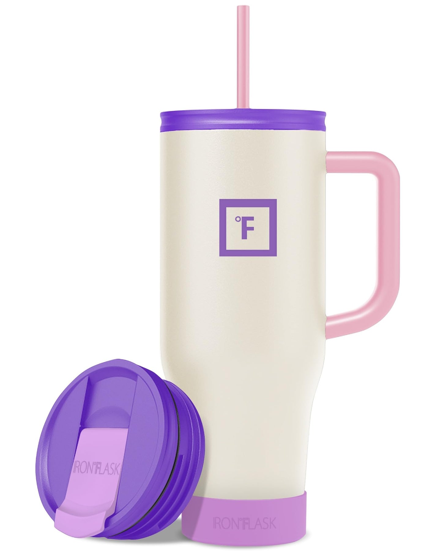 IRON °FLASK Co-Pilot Insulated Mug w/Straw & Flip Cap Lids - Cup Holder Bottle for Hot, Cold Drink - Leak-Proof - Water, Coffee Portable Travel Mug - Aurora, 32 Oz