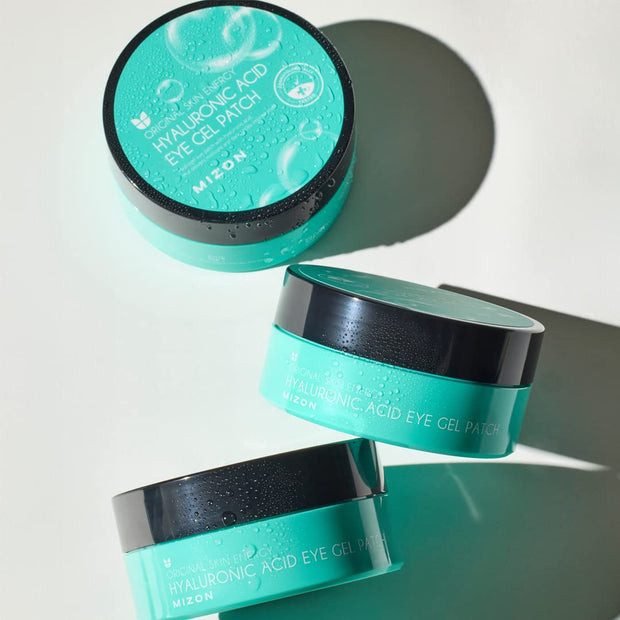 MIZON Hyaluronic Eye Gel Patch with Triple Hyaluronic Acid and Seaweed Extracts for Deep Hydration, Plumping, and Soothing – 60pcs – Improves Dryness and Smooth Texture