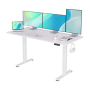 YDN Electric Standing Desk Adjustable Height, 40 x 24 Inches Stand up Desk with Cable Management, Home Office Desks with Splice Board & White Frame, White Top