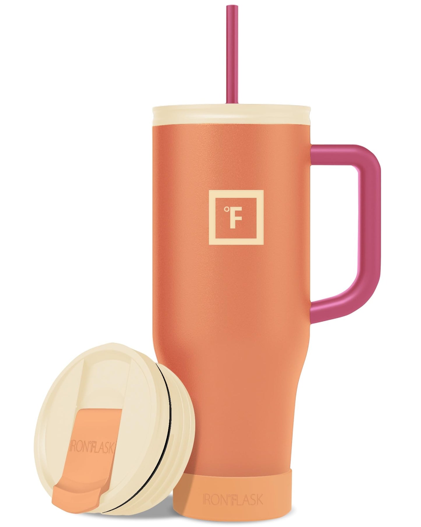 IRON °FLASK Co-Pilot Insulated Mug w/Straw & Flip Cap Lids - Cup Holder Bottle for Hot, Cold Drink - Leak-Proof - Water, Coffee Portable Travel Mug - Aurora, 32 Oz