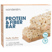 Wonderslim High Fiber Protein Bars, Fluffy Nutter | 15g Protein, 7g Fiber | Low Sugar, Low Carb | Healthy Indulgence | Satisfying, Supports Energy & On-the-Go Convenience, 7 Pack