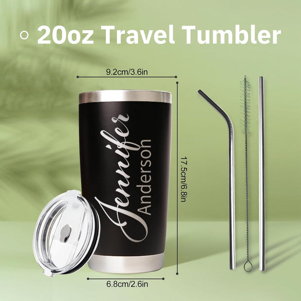 Personalized Tumbler with Engraved Name - Personalized Fathers Day Cup Gifts - Custom Stainless Steel 20 Oz Coffee Tumbler with Lid - Custom Birthday Gifts for Dad Husband