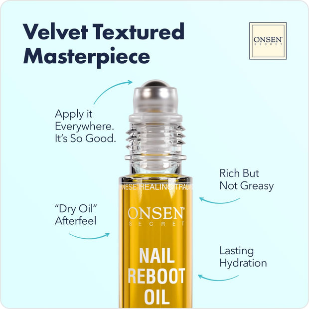 Onsen Secret Nail & Cuticle Repair Oil (10ml) - Dry Oil Formula - Japanese Tsubaki, Tea Tree & Jojoba - Strengthens Nails, Repairs Cuticles, Hydrates Skin & Hair - Natural & Vegan