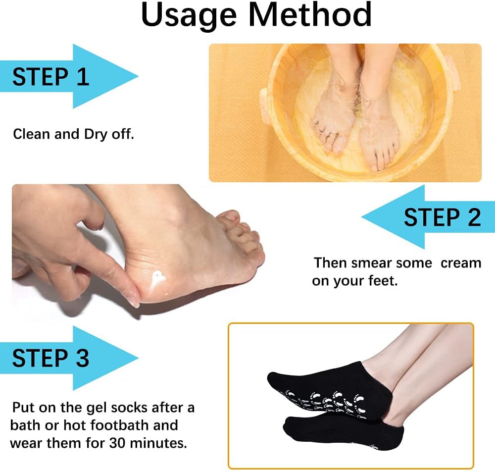 Gel Spa Moisturizing Gel Socks for Repairing and Softening Dry Cracked Feet Skins (Men Size(Black))