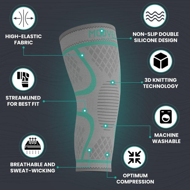 Modvel Compression Knee Brace for Women & Men, 2-Pack Knee Brace for Running Knee Pain, Knee Support Compression Sleeve, Workout Sports Knee Braces for Meniscus Tear, ACL & Arthritis Pain Relief