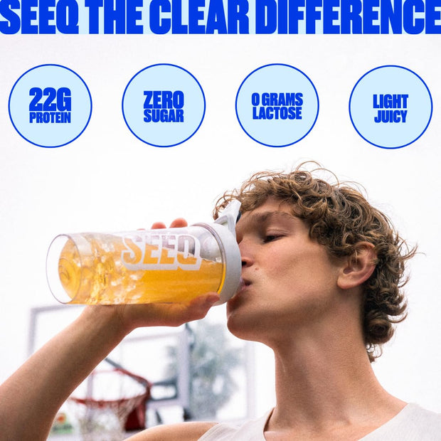 SEEQ Clear Protein Powder Sample Pack - 18 On-The-Go Sticks - 22g Clear Whey Protein Isolate - Zero Sugar - 0g Lactose - Allergen Friendly - GLP1 Support - Bone Health - Post Workout Recovery