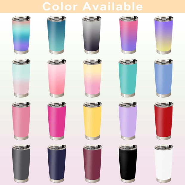 Personalized Coffee Tumbler with Picture Text Logo, Custom 20oz Insulated Stainless Steel Travel Mug with Lids, Personalized Birthday Gifts for Women Men, Custom Coffee Tumbler Cup