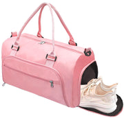 woogwin Small Gym Bag for Men & Women with Shoes & Wet Compartment Waterproof Duffle Bag for Travel Sports Workout Overnight Weekender(17.7'',Black)