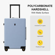 LEVEL8 Elegance Checked Luggage, 24 Inch Hardside Suitcase, Lightweight Matte Hardshell with Tsa Lock, Large Suitcases with Spinner Wheels, Light Blue