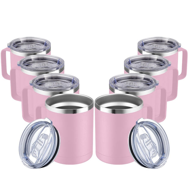 MEWAY 12oz Coffee Mug With Handle and Sliding Lid,Stainless Steel Travel Tumbler Cup with Handle,Double Wall Vacuum Insulated Camping Cup for Hot & Cold Drinks Tea (Purple,Set of 1)