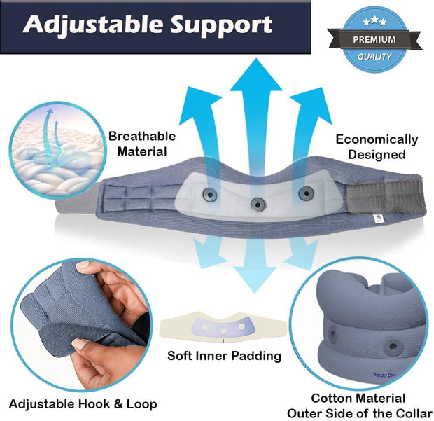Wonder Care Neck Brace for Sleeping Cervical Collar Adjustable Neck Support Brace Relief Cervical Spine Pressure Ideal for Travel, Office Workers & Neck Injury Recovery, X-Large